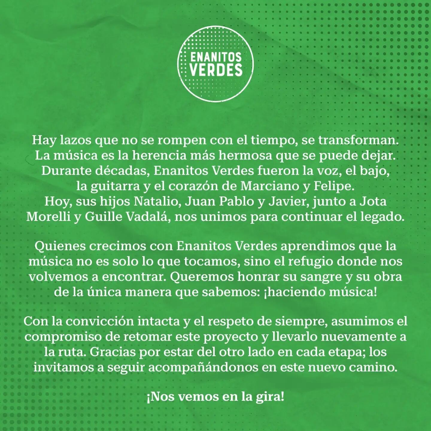 Enanitos Verdes confirmó su regreso a los escenarios: quiénes son los  nuevos integrantes - Infobae