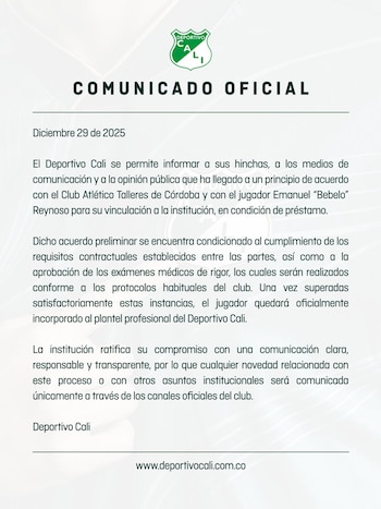 Comunicado de prensa del Deportivo