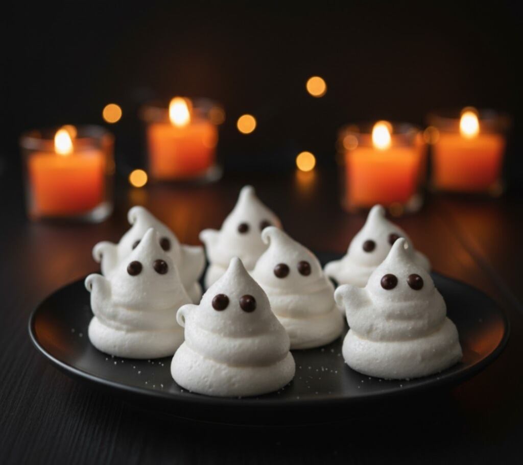 Fantasmas de merengue fáciles de moldear, perfectos para que los chicos ayuden a formar y decorar los ojos (Imagen Ilustrativa Infobae)