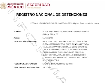 El RND detalló que El Talibán tiene tatuado su apodo en la mano derecha. Crédito: SSPC