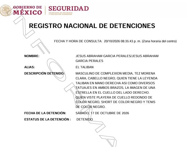 El RND detalló que El Talibán tiene tatuado su apodo en la mano derecha. Crédito: SSPC