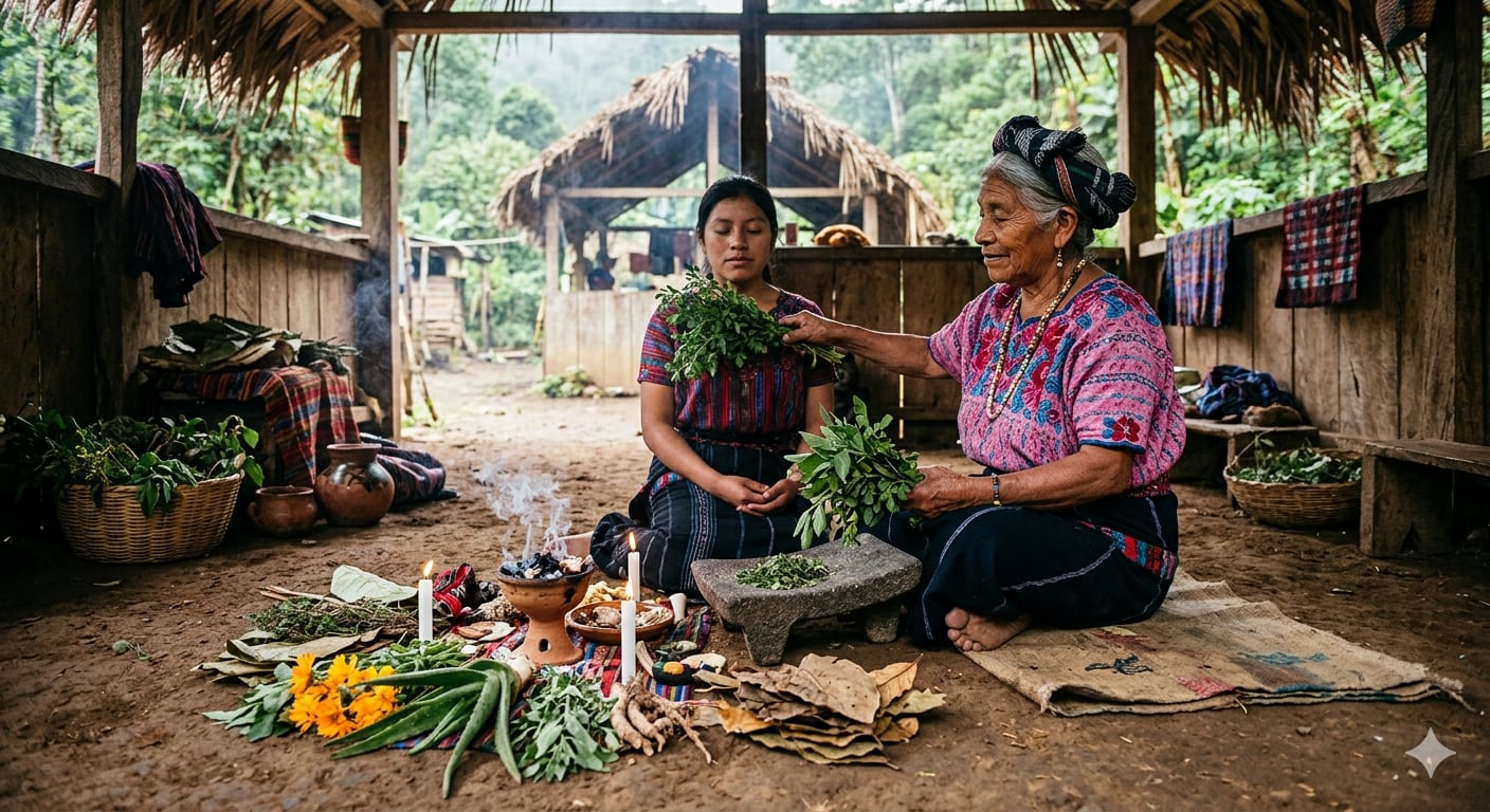 El taller sobre medicina ancestral Q’eqchi’ en Cobán reunió a 40 participantes para fortalecer la identidad cultural maya en Alta Verapaz. (Visuales IA)