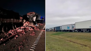 Tres camiones y un colectivo