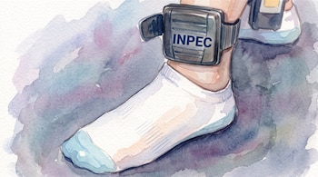 Brazalete electrónico de monitoreo del Inpec en el tobillo de una persona