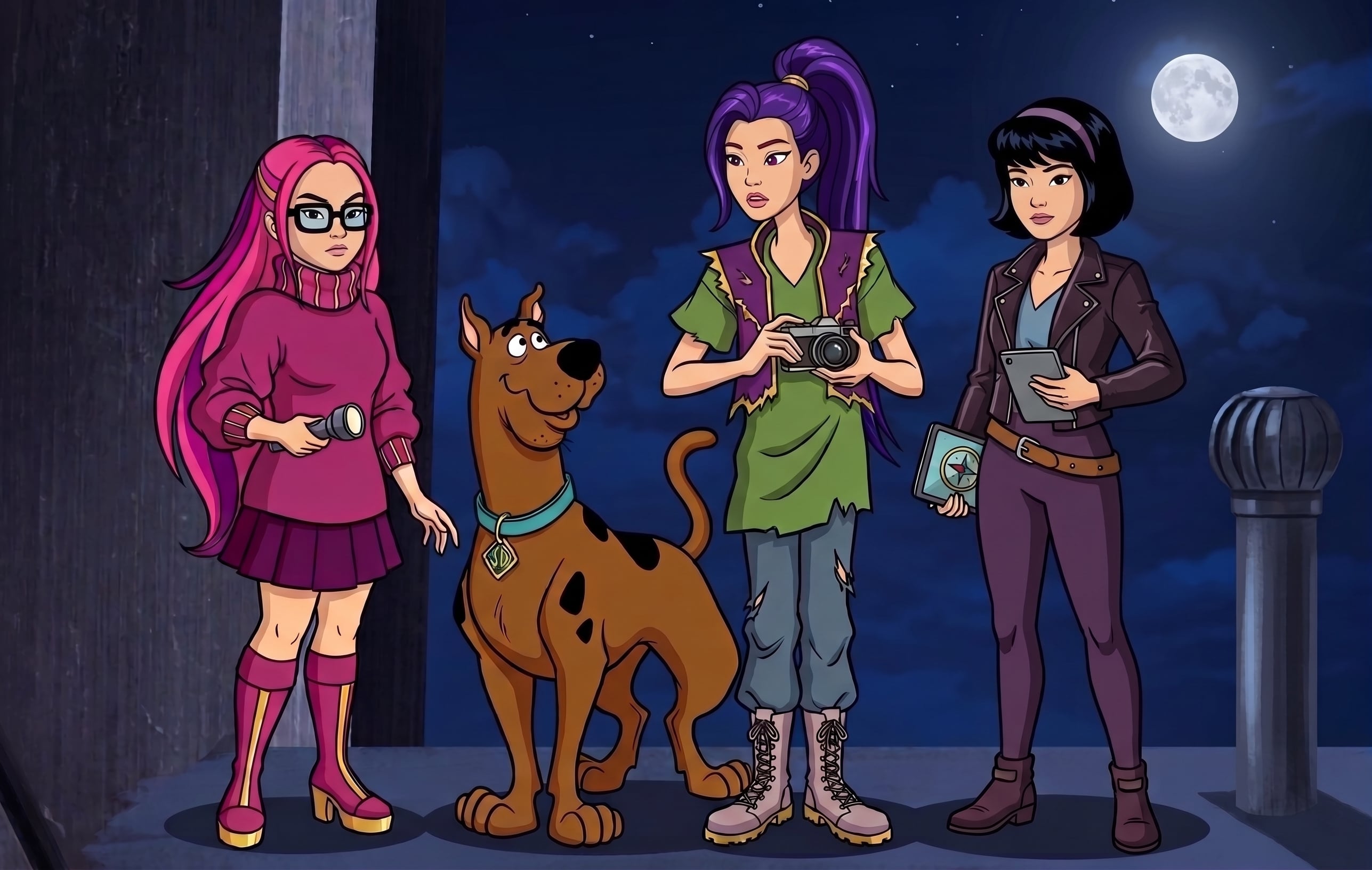 La inteligencia artificial recreó esta ilustración de Las Guerreras K-pop en el universo de Scooby-Doo. (Foto: Gemini)
