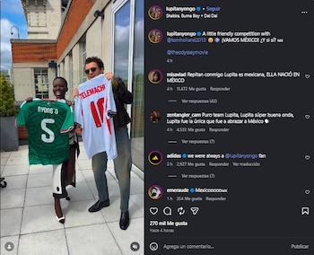 Lupita Nyong’o mostró su apoyo a México con una playera de la selección mexicana. (Instagram)
