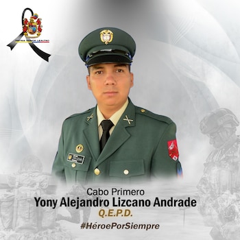 El Ejército Nacional confirmó la muerte del cabo primero Yony Alejandro Andrade Lizcano tras el ataque en Algeciras, Huila - crédito Ejército