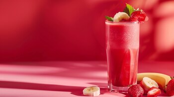 bebida nutritiva, batido matutino, fresa y plátano, superalimento amaranto, desayuno rápido, smoothie fresco, licuado nutritivo. - (Imagen Ilustrativa Infobae)