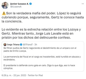 Lozano Alarcón declaró que el