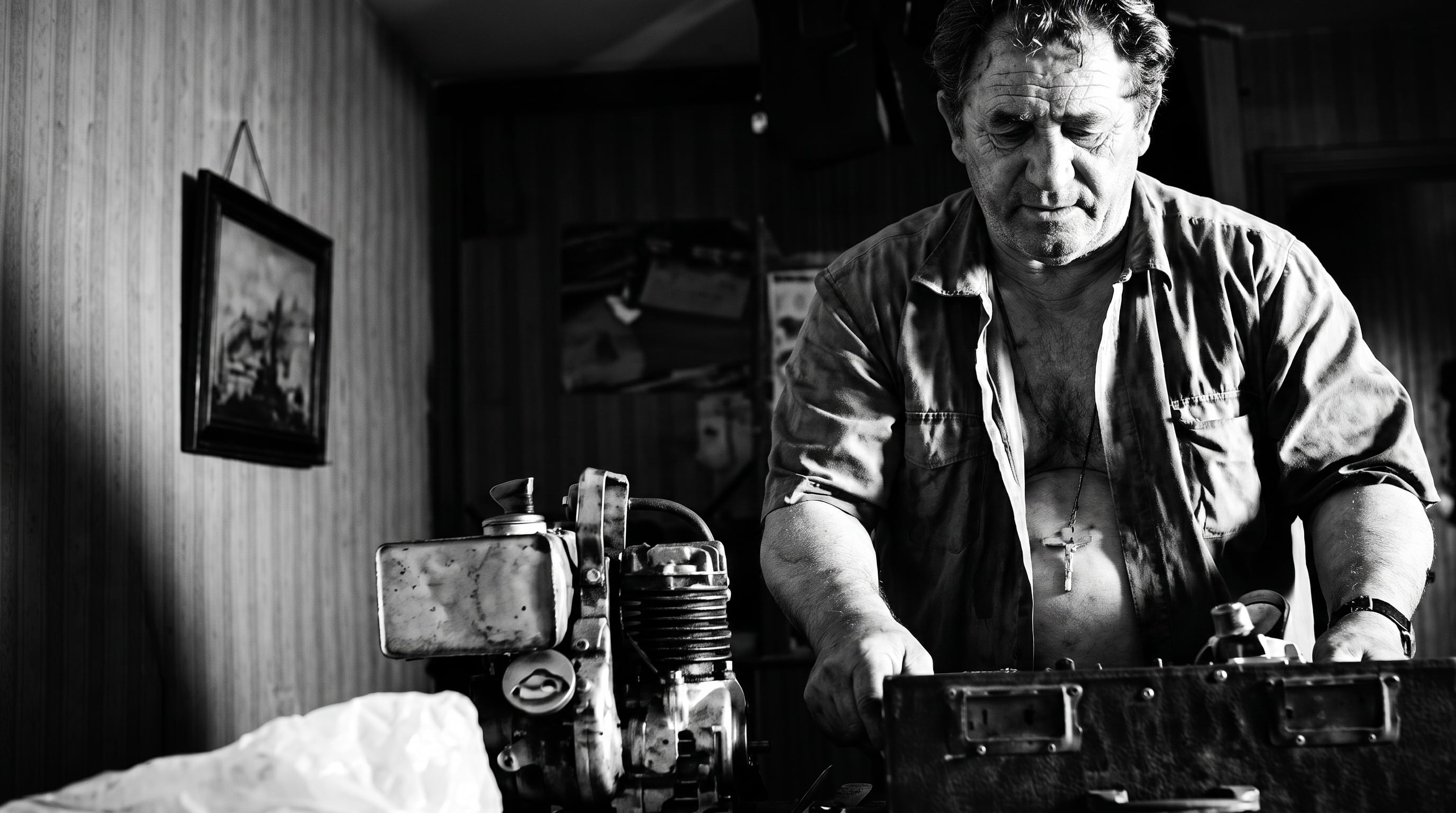 Luis Margani en una escena del filme Mundo Grúa