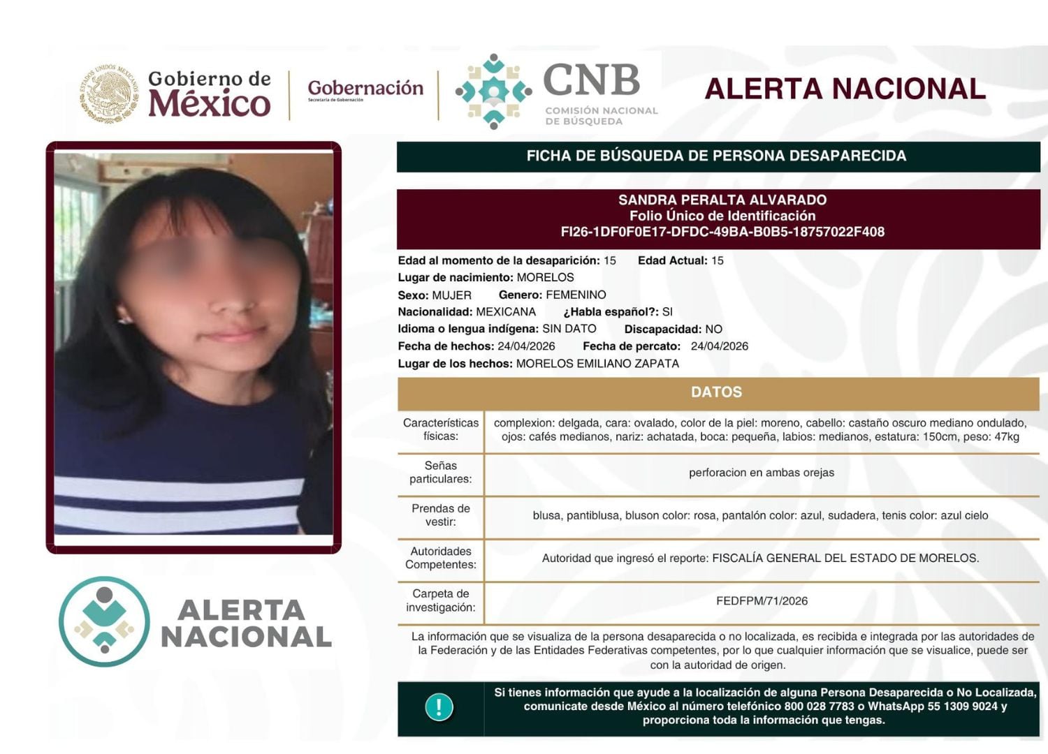 Tras 12 horas de búsqueda fue localizada. Crédito: CNB