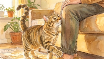 Qué significa que un gato se acerque con la cola levantada en signo de pregunta