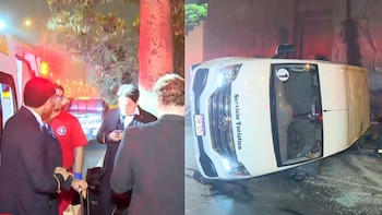 Minivan que trasladaba a tripulación aérea se vuelca tras choque en el Cercado de Lima