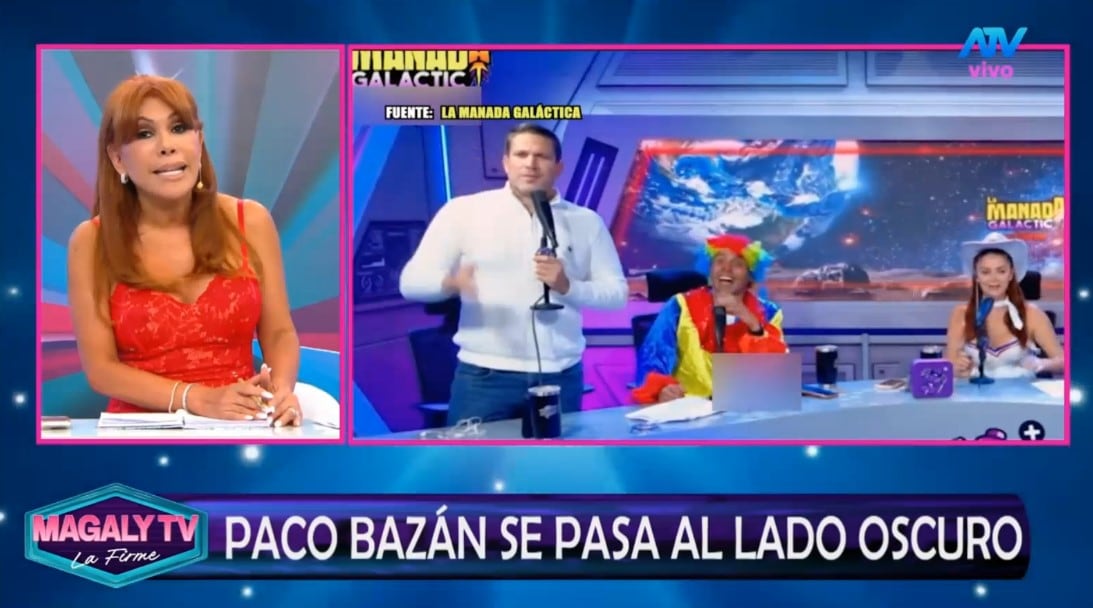 Magaly Medina cuestiona a Paco Bazán por aparecer con Farfán: “¿Cómo vas como chupe a otro lado?”. Captura: Magaly TV La Firme.