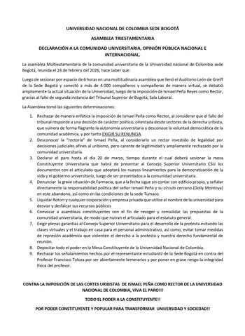 Comunicado oficial de la Asamblea