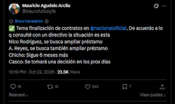 El periodista de Win Sports informó sobre los próximos movimientos del cuadro "Verdolaga" para el 2027-crédito @Maurofutbolyfe/X
