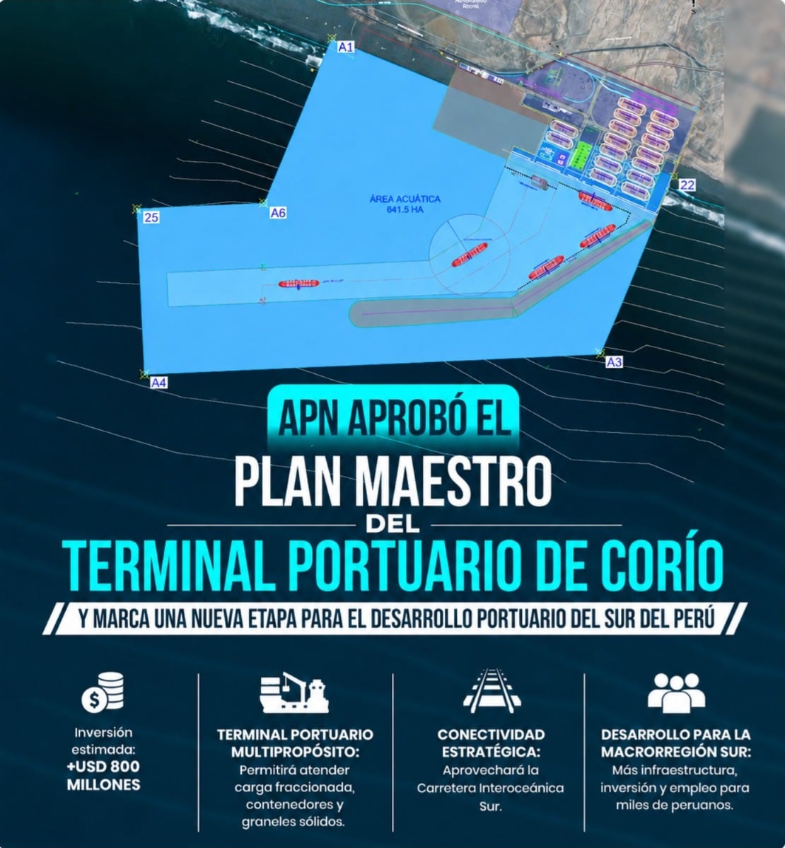 El terminal multipropósito de Corío fue diseñado para atender carga fraccionada, contenedores y graneles sólidos, pero todavía no tiene inversionista ni concesión adjudicada.