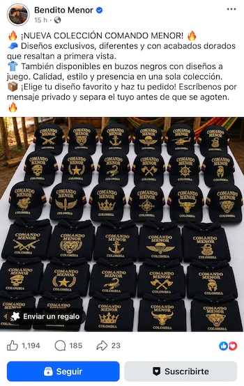 Alias Naín lanza su propia marca de ropa “Comando Menor” - crédito Bendito Menor/Facebook
