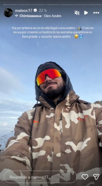 El deportista relató que, en medio del reto físico, estuvo cerca de sufrir una descompensación por la falta de oxígeno - crédito @mateoc17/ Instagram