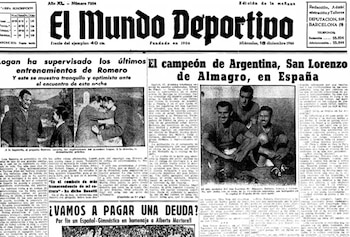San Lorenzo llegó a España en diciembre de 1946 como campeón del fútbol argentino, la primera visita de un equipo del país en 16 años (Crédito: Captura de video)