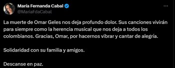 María Fernanda Cabal lamentó la