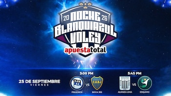 Programación de la fecha 1 de la Noche Blanquiazul de Vóley 2026 con el Alianza Lima vs CAV Esquimo como principal atractivo.