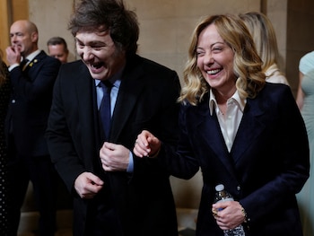 Javier Milei y Giorgia Meloni,