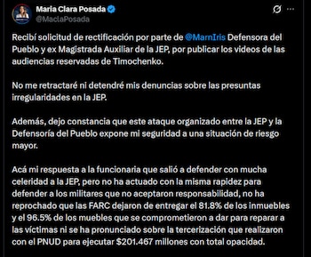 María Clara Posada - crédito @MaclaPosada/X