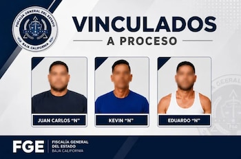El juez determinó vincular a proceso a tres policías identificados como Juan Carlos, Eduardo y Kevin. (Crédito: X | Fiscalía de Baja California)
