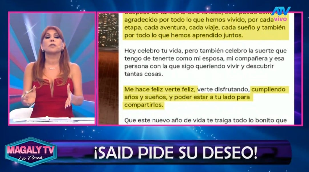 Magaly Medina advierte a Said Palao tras mensaje a Alejandra Baigorria: “No hay que confiarse de las palabras”. Captura: Magaly TV La Firme.