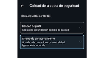 Opción para ahorrar almacenamiento en