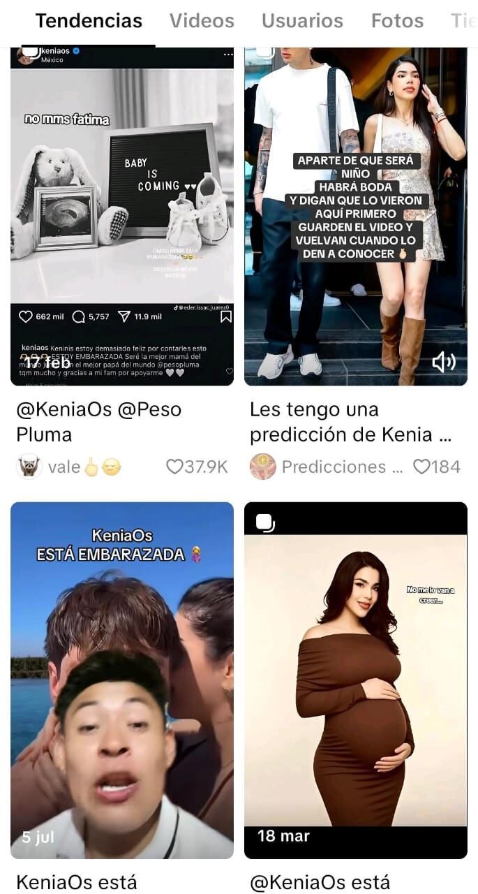 Kenia OS embarazada se volvió tendencia en TikTok y otras plataformas. (Captura de pantalla, TikTok)