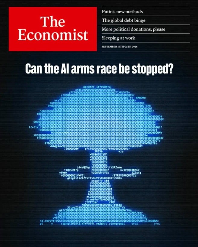 Una portada de la revista The Economist aborda la posibilidad de detener la competencia global en desarrollo de inteligencia artificial.