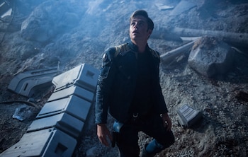 Chris Pine plays Kirk in Star Trek Beyond from Paramount Pictures, Skydance, Bad Robot, Sneaky Shark and Perfect Storm Entertainment