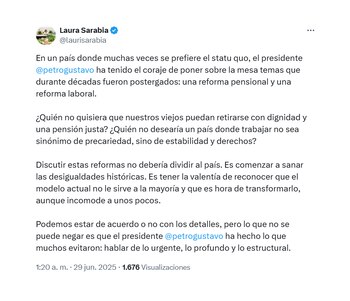 Trino de Laura Sarabia sobre