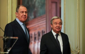 Sergei Lavrov y Antonio Guterres
