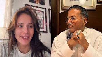 Fotografía dividida que presenta a una mujer a la izquierda y a un hombre con gafas y anillos a la derecha.