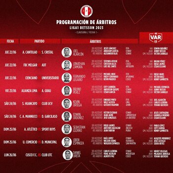 Programación de árbitros y VAR