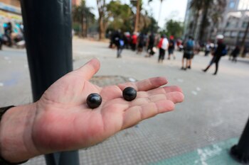 Vista de balines de goma