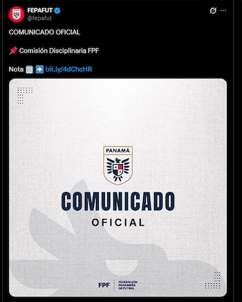 Tuit de FEPAFUT con comunicado oficial de la Federación Panameña de Fútbol. El comunicado tiene el logo de Panamá y las palabras 'COMUNICADO OFICIAL'