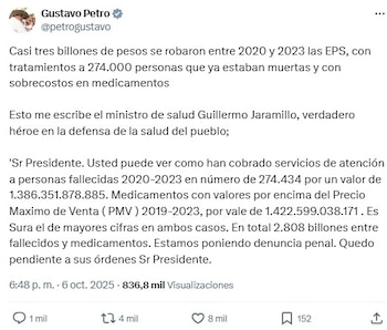 EPS Sura en Colombia entre la mira por las autoridades de salud - crédito @PetroGustavo / X