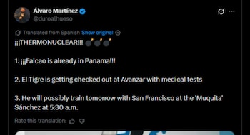 El periodista Alvaro Martínez afirmó que Falcao García se atiende en Avanzar con pruebas médicas-crédito @duroalhueso/X