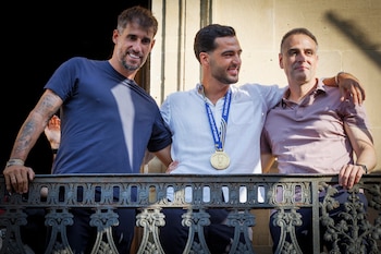 Mikel Merino en el Ayuntamiento de Pamplona.