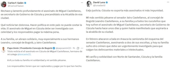 Galán, David Luna y Humberto Amín expresaron sus condolencias a la familia Castellanos y reclamaron justicia por el crimen. - crédito X