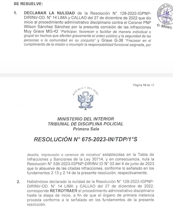 Wilson Sánchez fue absuelto en primera instancia por la Inspectoría.