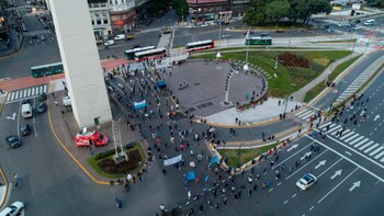 Los manifestantes utilizaron barbijos y