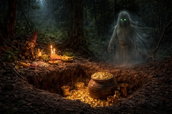 En el entorno rural, un legado ancestral envuelve la práctica de descubrir guacas, donde las creencias sobre custodios espirituales y reglas estrictas dictan el proceder de los buscadores a lo largo de generaciones - crédito Visuales IA