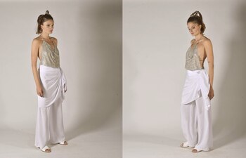 Top de glitter y falda