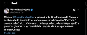 Wilson Ruiz también criticó