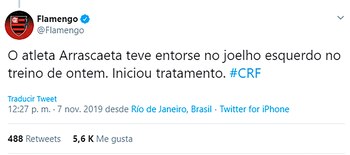 El tuit del Flamengo confirmado